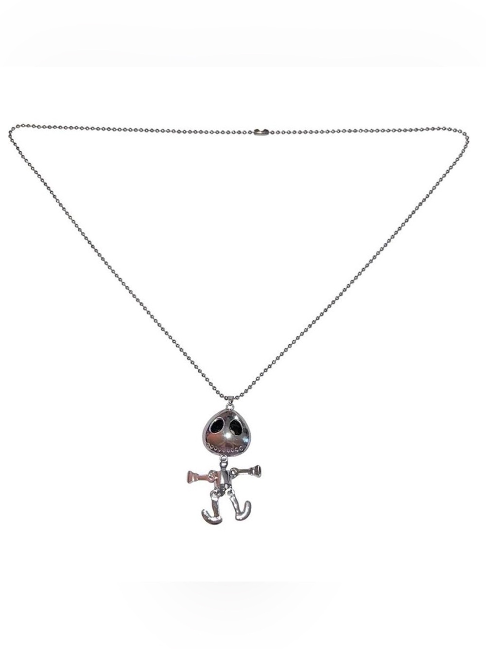Silver Jack Skellington necklace.